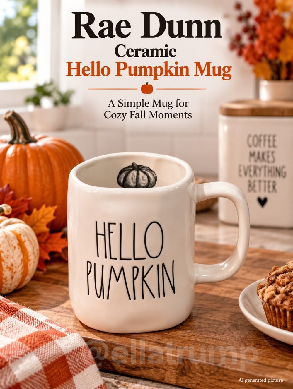 Rae Dunn White Hello Pumpkin Mug
